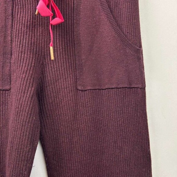 Lululemon Women's Small Burgundy Ribbed Knit Jogger Pants With Pink Drawstring - Picture 14 of 16